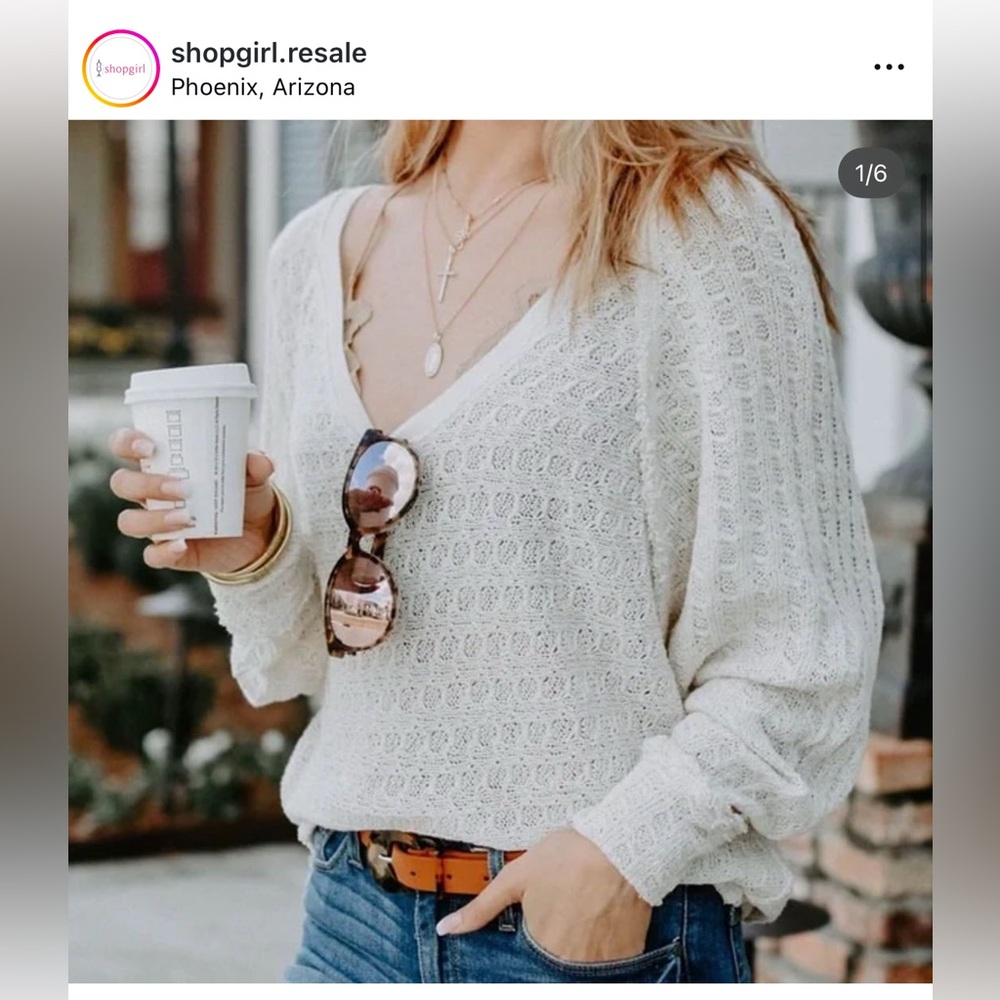 Free People‎ Thiens Hacci Top small Medium waffle we the free washed black